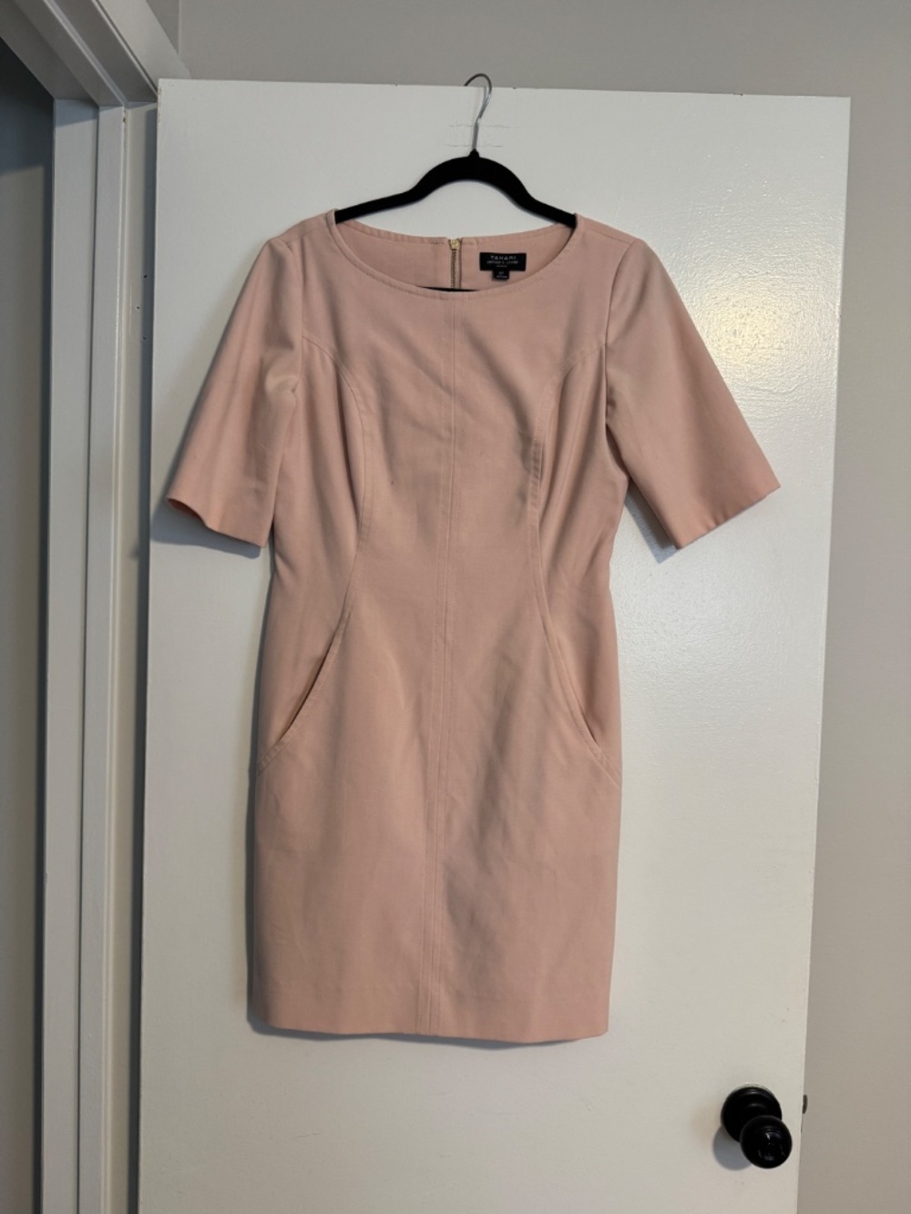 Tahari by ASL Blush Pink Sheath Dress w/Pocket, Size 6 Petite